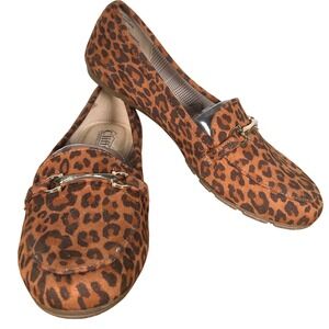 Cliffs White Mountain Glowing Leopard Print Horsebit Loafers Brown Tan Sz 8.5